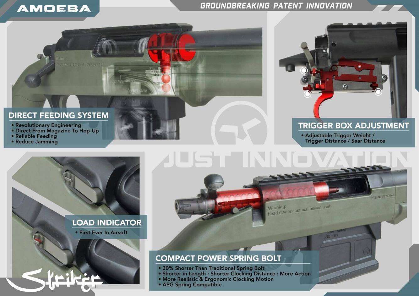 Ares Amoeba fucile a molla M700 STRIKER sniper rifle (verde)-armi softair  di precisione