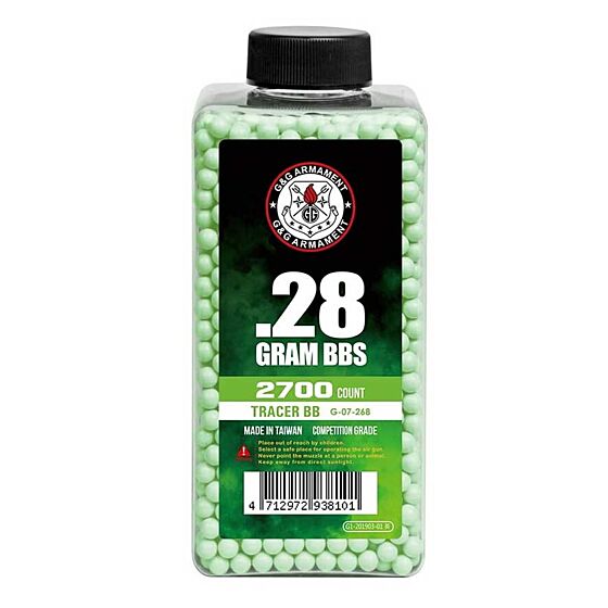 G&G tracer 0.28g GREEN bb bottle (2700pcs)