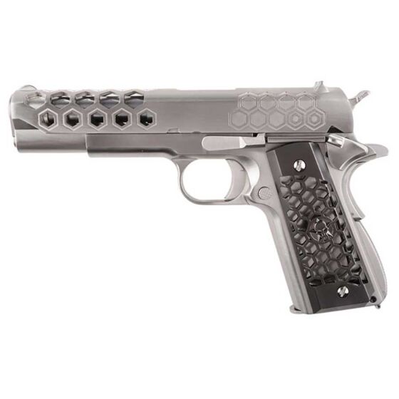 WE M1911 HEX CUT full metal gas pistol (Chrome stainless)