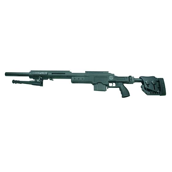 Well MSR338 BULL air cocking sniper rifle with bipod (black)