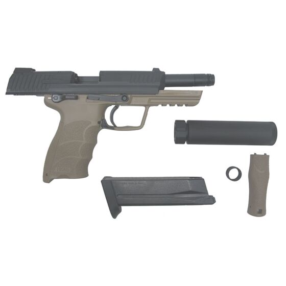 Marui H45 tactical gas pistol with silencer (tan)