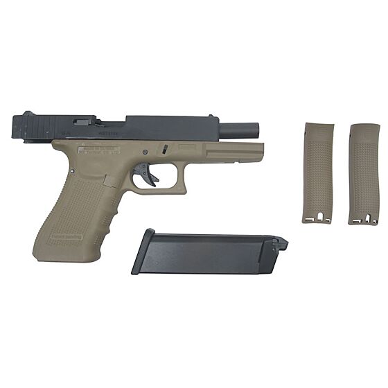 We g17 railed frame full metal gas pistol tan (gen.4)