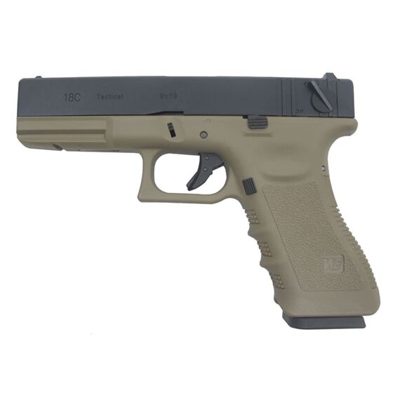 We g18 railed frame full metal gas pistol tan (gen.3)