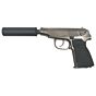 WE Makarov 654K with silencer chorme stainless gas pistol (full metal)