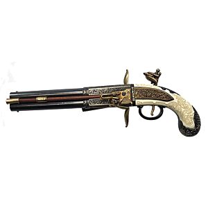 Denix pistola da collezione Flintlock W.Bailes doppia canna